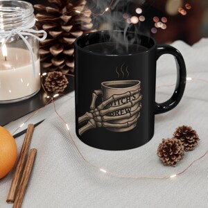 Skeleton Hand Coffee Mug - Perfect for Halloween, Vintage Style Drinkware, Death Before Decaf Coffee Cup, Gothic Spooky Gift