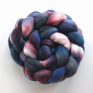 Strawberry Moon, Hand Dyed Polwarth Combed Top, Roving for Spinning, Felting Wool, Indie Dyed Fiber