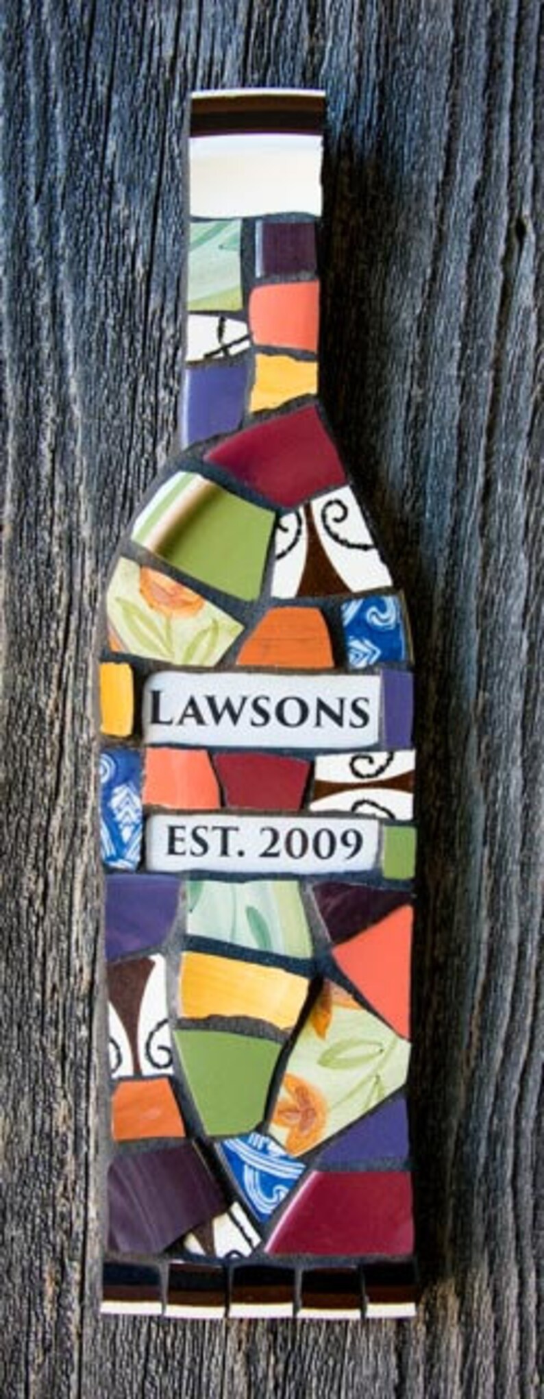 Personalized Mosaic Wine Bottle Wall Art with Name and Date Etsy