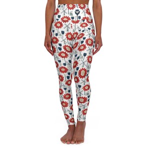 Faith & Flower High Waisted Yoga Leggings, Stylish Activewear, Comfortable Workout Pants, Fitness Gift for Her, Floral Leggings for Yoga