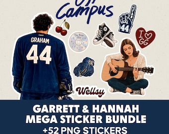 Off Campus Stickers Vol. 2, Garrett and Hannah Mega Sticker Bundle, 52 PNG Bookish Stickers, Kindle Insert Bonus, Hockey Romance Gift