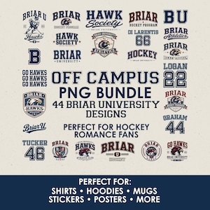 Off Campus PNG Bundle | 44 Briar University PNG Designs | Hockey Romance Inspired Graphics | Briar University Bundle