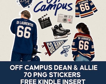 Off Campus Dean & Allie Stickers, 70 PNG Bundle, Hockey Romance Kindle Insert, BookTok Stickers, Briar University Download