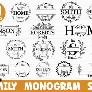 Family Name Monogram SVG Bundle, Monogram SVG, Split Monogram svg, Family svg, Family Sign svg, Wedding Monogram svg, family name svg Cricut