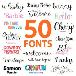 The Ultimate 50 Fonts - Font Bundle ttf svg Heart font, Cricut, Canva Font, Script Font, Digital Fonts, Procreate Fonts, Crafting font