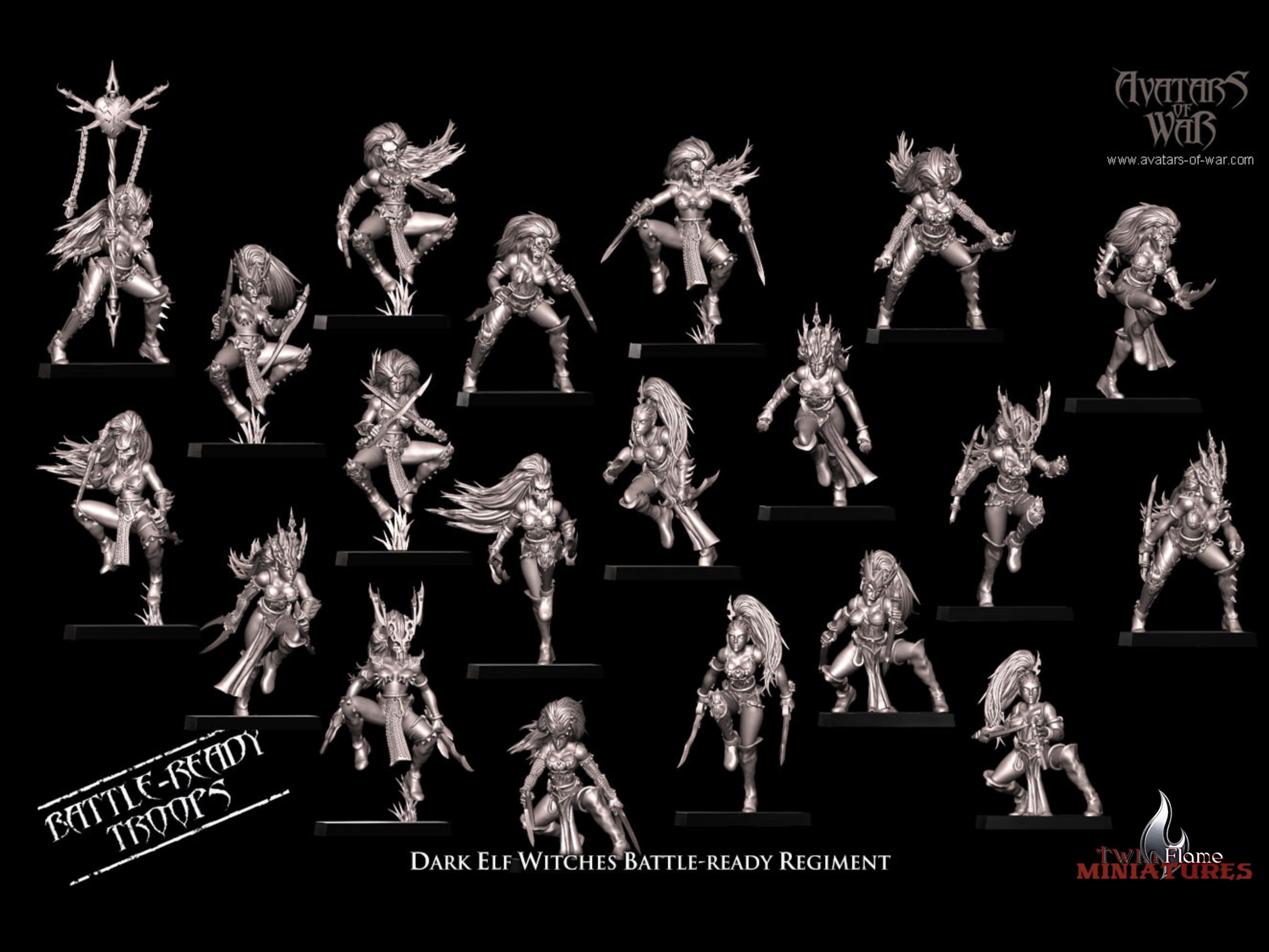 20 x Dark Elf Witches Regiment Proxy | TTRPG Compatible | AUS | Avatars of War