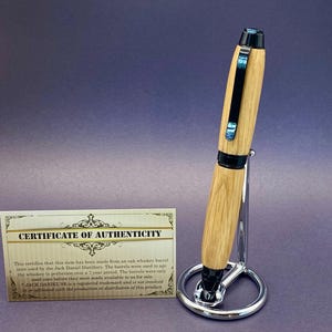 Handcrafted Jack Daniels Oak Barrel Executive Cigar Wooden Pen with Black Chrome Hardware, Great Gift Idea, Birthday Gift, Dad Gift, Whiskey