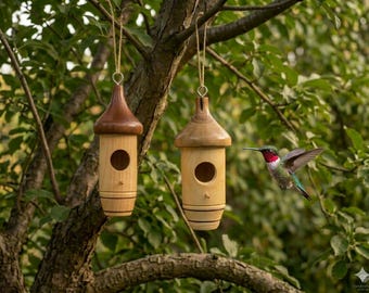 Handcrafted Hummingbird Birdhouse, Bird Lover Gift, Present for Mom, Nature Lover Gift, Hummingbird Garden House, Hummingbird Nest, Decor