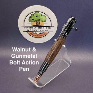 Bolt Action Rifle Pen – Walnut & Gunmetal – Handmade Bullet Pen, Hunter Gift, Unique Present for Men, Patriotic Gift, Rifle-Inspired Gift