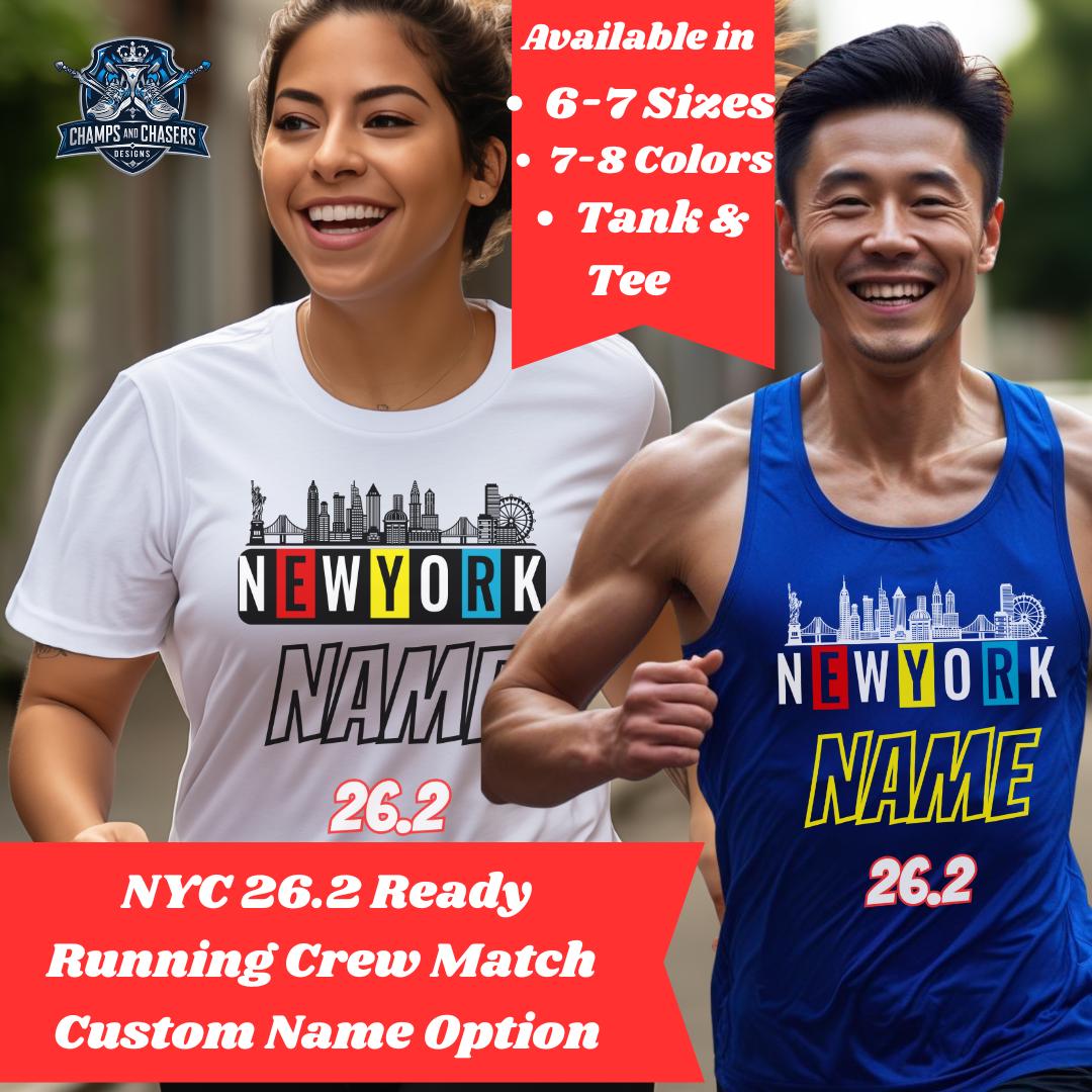 NYC 26.2 Shirt or Tank Custom Name New York 26.2 Running Crew Race Day Top Sport-Tek & Bella Canvas Marathon Race Crew
