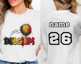 Custom Belgium Football T-Shirt, Grunge Style Soccer Ball Fan Tee, Patriotic Belgian Soccer Team Top, Unique Game Day Sportswear Gift