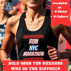 NYC Marathon Running Tank, Lightweight Race Day Tank, Moisture Wicking Workout Tank, Red White Blue Runners Shirt, Minimalist Marathon Tee