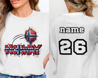 Custom Norway Soccer Fan T-Shirt, Norwegian Flag Football Tee, Grunge Sports Graphic Shirt, Scandinavian Pride Travel Gift