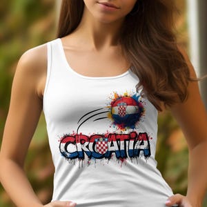 White tank top with Croatia flag graphic and "Croatia" text.
