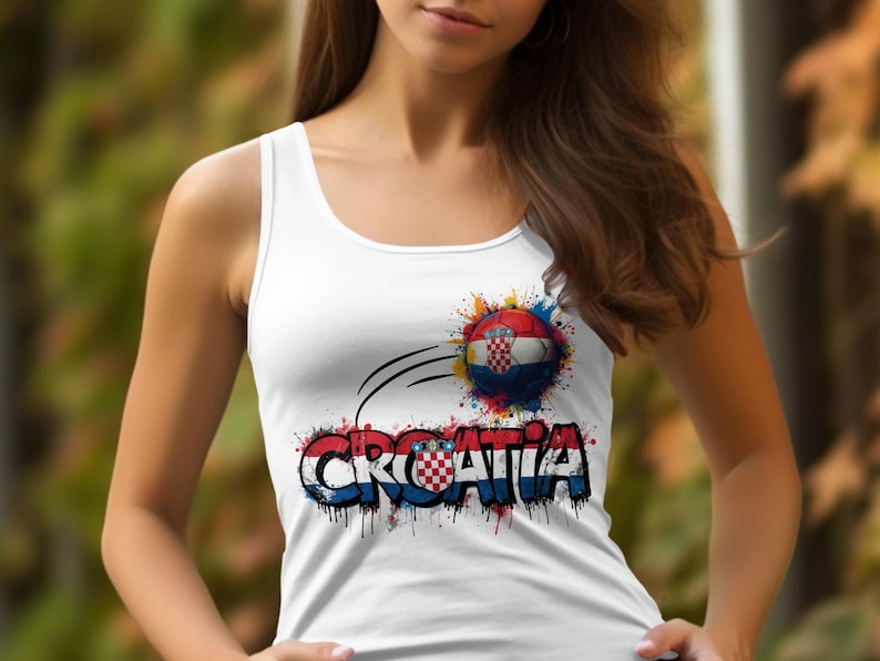 White tank top with Croatia flag graphic and "Croatia" text.