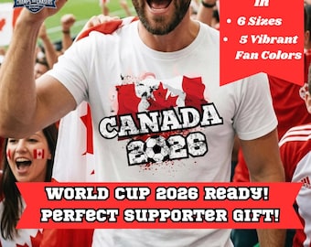 Canada 2026 Fussball Fan Shirt von Style Style Trendiges kanadisches Fußball-Grafik-T-Shirt | Männer und Frauen 2026 Kanada Fan Geschenk