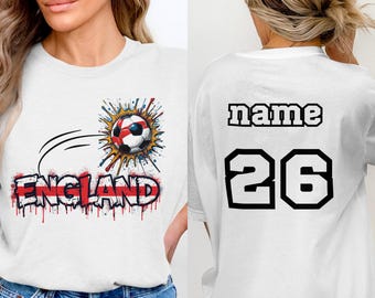 Aangepast voetbalshirt Engeland, shirt graffiti-voetbalfan, shirt Engelse Pride-supporter, cadeau WK voetbal