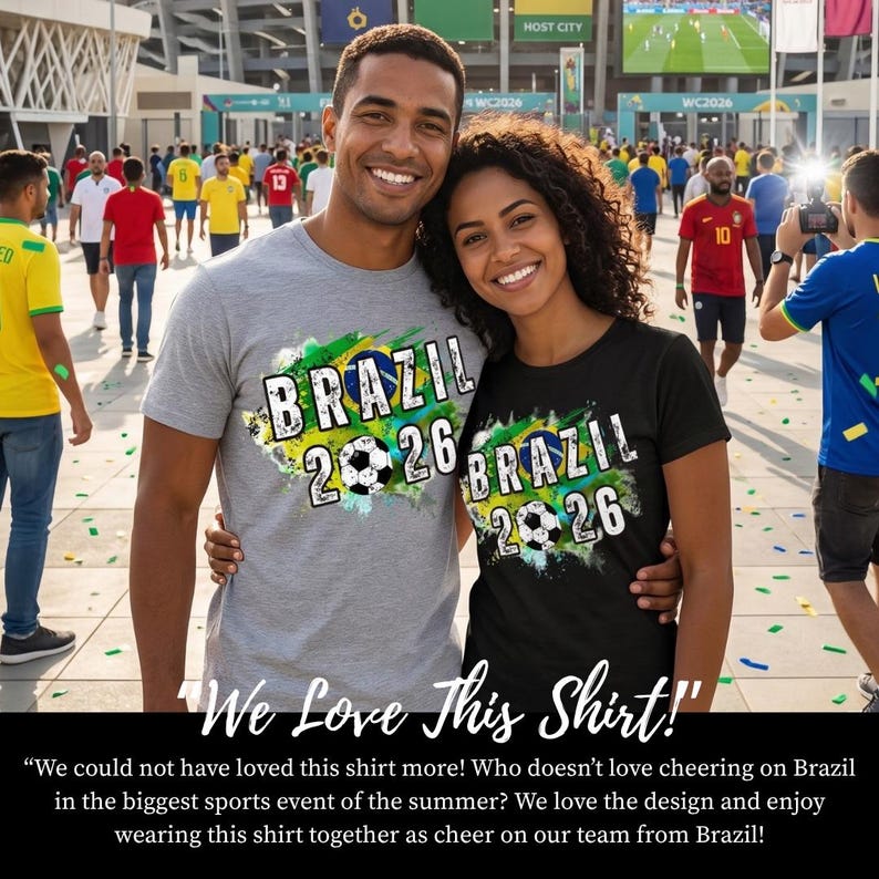 Retro Brasilien 2026 Fußball Shirt | Ästhetische Fußball-Fan-Zahnrad | 2026 Welt Fussball Turnier Top | Brasilien Fussball Jersey Style T-Shirt Bild 5