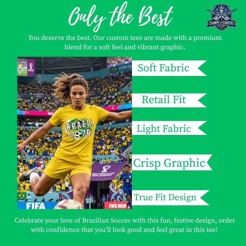 Retro Brasilien 2026 Fußball Shirt | Ästhetische Fußball-Fan-Zahnrad | 2026 Welt Fussball Turnier Top | Brasilien Fussball Jersey Style T-Shirt Bild 6