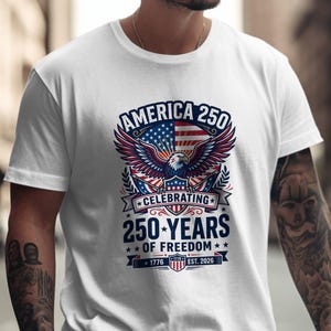 America 250 Years of Freedom Digital Design for Patriotic Celebration, USA Sestercentennial Graphic, American Eagle Print