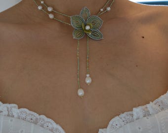 beaded orchid necklace