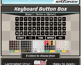 53pcs Keyboard/ Number Pad Button Box Premium Sim Racing Decal Stickers Great for iRacing, LMU, Assetto Corsa and More