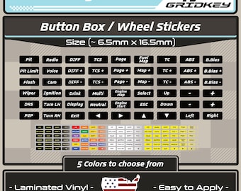 54pcs Square Sim Racing Decal Stickers For Steering Wheels, Button Box, Etc Great for iRacing, LMU, Assetto Corsa and More