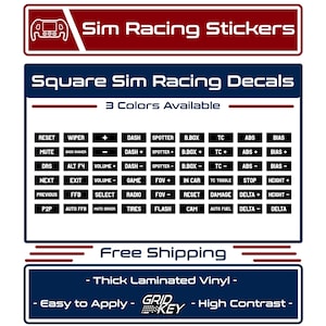 54pcs Square Sim Racing Decal Stickers For Steering Wheels, Button Box, Etc