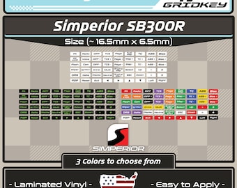 Simperior SB300R Button Box Stickers - Square - for iRacing, LMU, ACC, Assetto Corsa. Etc