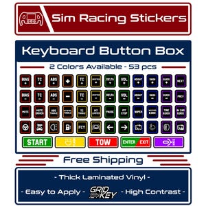 53pcs DIY Keyboard/ Number Pad Button Box Premium Sim Racing Decal Stickers