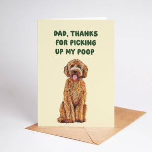 Lustige Vatertagskarte vom Hund – Labradoodle Poop-Witz – Danke fürs Abholen – Niedliche Haustier-Vater-Karte mit Haustier-Hund-Illustration