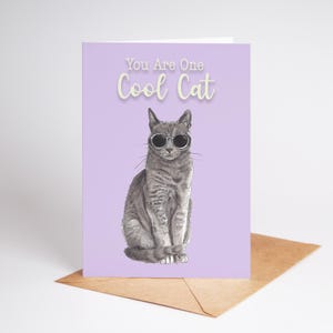 Funny Cat Birthday Card – Cute Cat Lover Card for Her or Him – Quirky Pet Greeting – Blank Inside – ByFlossy Pet Illustration