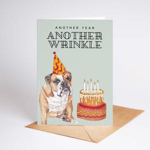 Carte d'anniversaire drôle de bouledogue - cadeau mignon de propriétaire d'animal de compagnie, carte d'amant de chien, voeux de patte, carte d'anniversaire de chien pour lui ou elle - chien de bouledogue