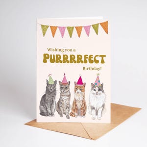 Funny Cat Birthday Card – Cute Cat Lover Card for Her or Him – Quirky Pet Greeting – Blank Inside – ByFlossy Pet Illustration