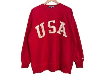 Vintage Polo Sport Ralph Lauren USA Sweatshirt | 90s Red Pullover