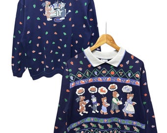 トップス vintage spumoni Vintage Spumoni Sweatshirt Puffy Paint Bears Penguin Patterned