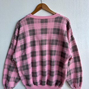 Vintage Minnie Mouse All Over Print Sweatshirt Pink Plaid | Disney Cartoon Pullover image 3