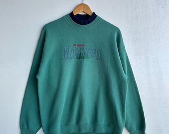 Vintage Up NorthMichigan Lee Rundhals-Sweatshirt | Grüner Pullover