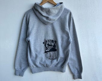 Vintage Anna Sui Zip Up Hoodie Big Back Graphic | Grey Designer Streetwear Sweatshirt