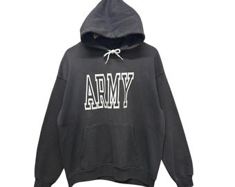 Bluza wojskowa z kapturem Armii z lat 90. w stylu vintage, wyprodukowana w USA, Hanes Activewear