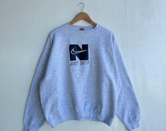 Vintage Nike 90s "Just Do It" Logo Sweatshirt | Made in USA Heather Grey Crewneck