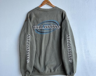 col rond Billabong vintage | Pull de surf des années 90 vert olive