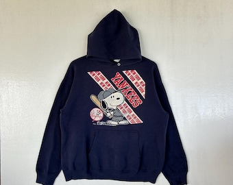 Vintage Snoopy Yankees Hoodie | Navy MLB Pullover, Made in USA