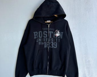 Champion Boston University Terriers Zip Up Hoodie Medium Black College Sweatshirt
