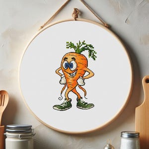 Cross Stitch Pattern &quot;Cool Carrot in Sneakers&quot; — Instant PDF Download
