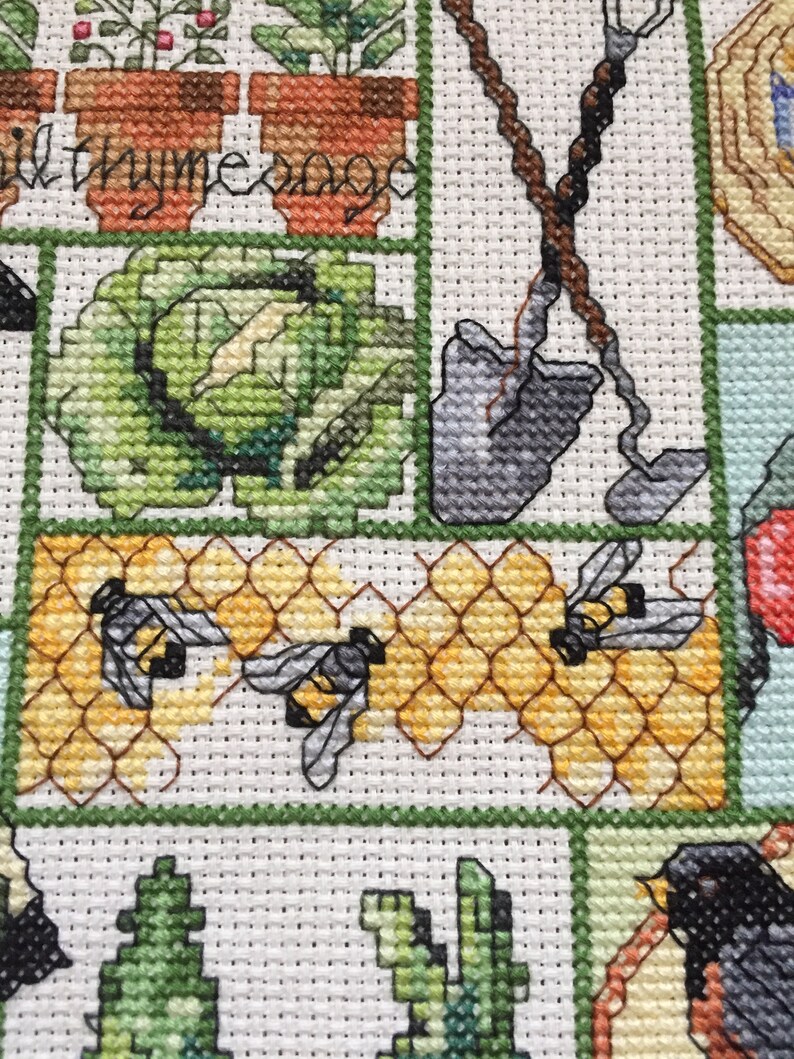 Garden Sampler Finished Counted Cross Stitch 8 3/4 X 14 3/4 - Etsy