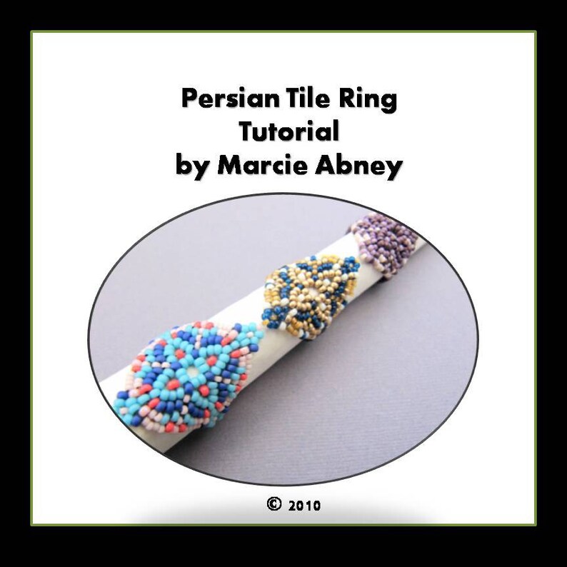 Beadweaving Tutorial Persian Tile Bead Woven Ring in Peyote image 0