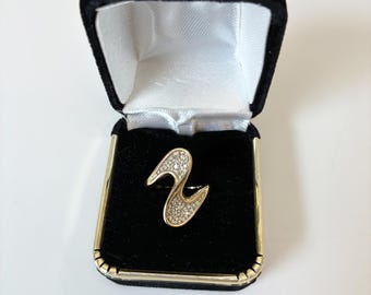 Vintage 1970's Gold and Diamond Ring: 14K Gold Pave Jewelry Gift for Her