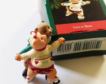Vintage Hallmark Keepsake Ornament: Love to Skate Bears (1992)
