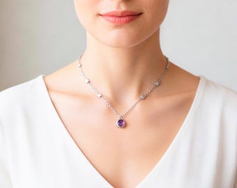 Vintage Stephen Estelle Amethyst Necklace: Handmade February Birthstone Jewelry